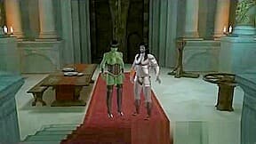 Sexy 3d cartoon queen sitting in her throne