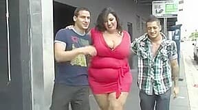 Mature fat girl with huge boobs in the group video